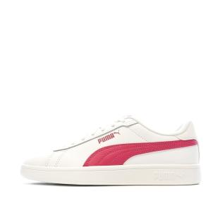 Baskets Blanches/Rouges Fille Puma Smash 3.0 pas cher