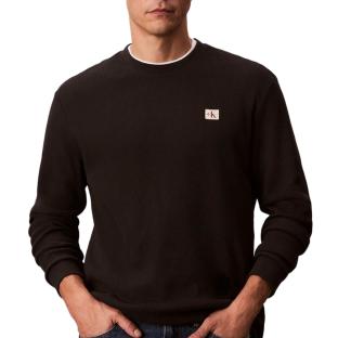 Sweat Noir Homme Calvin Klein Jeans Waffle Badge pas cher