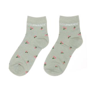 Grüne Socken mit Blumenmuster für Damen „Stella Green Gourmande“ Ansicht 0