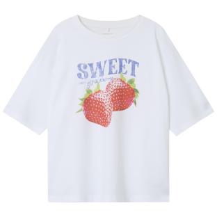 T-shirt Blanc/Rouge Fille Name it Tafina pas cher