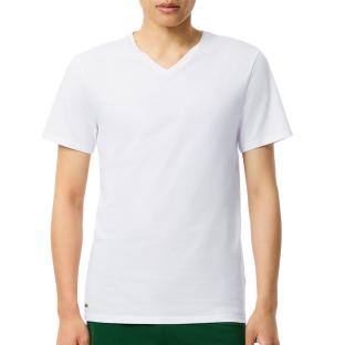 T-Shirt Blanc Homme Lacoste d'intérieur slim fit vue 0