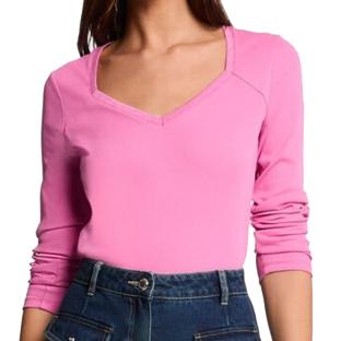 T-Shirt Manches Longues Rose Femme Morgan TRESOR pas cher