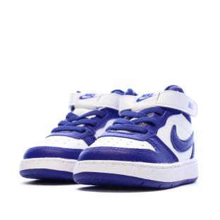 Baskets Blanc/Bleu Garçon Nike Court Borough vue 0