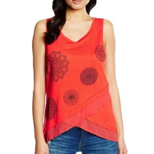 T-shirt Rouge Femme Desigual Knitted pas cher