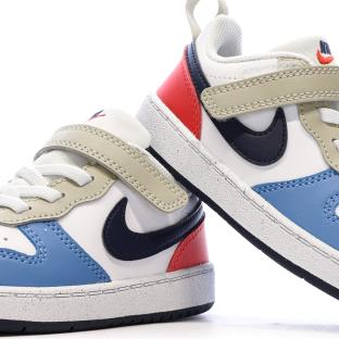 Baskets Blanc/Beige/Bleu Enfant Nike Court Borough Low Recraf vue 7