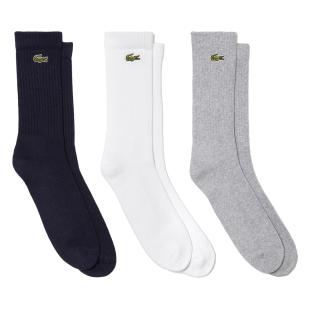 X3 Paires de Chaussettes Blanc/Gris/Noir Homme Lacoste RA4182 pas cher