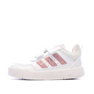 Baskets Blanc/Rose Fille Adidas Tensaur vue 0