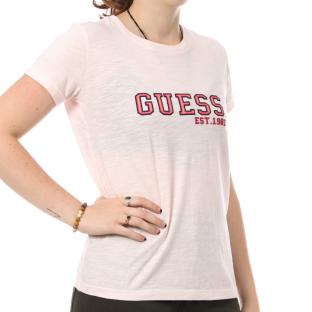 T-shirt Rose Femme Guess College pas cher