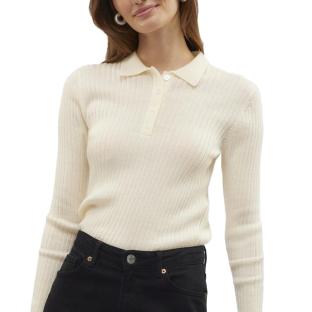 Polo Manches Longues Écru Femme Vero Moda Mohana pas cher