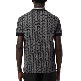 Polo Noir Homme Lacoste Classic Monogram Jacquard vue 0