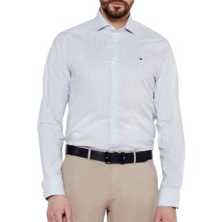 Chemise Blanche/Bleu Homme Tommy Hilfiger Strch Poplin pas cher