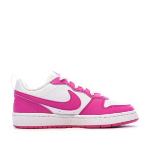 Baskets Blanches/Roses Fille Nike Court Borough vue 2