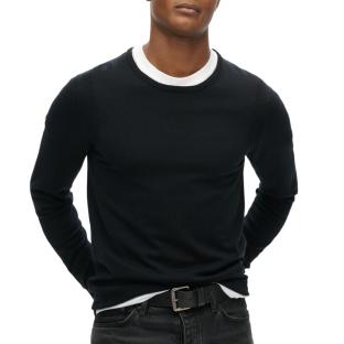 Pull Noir Homme Superdry Merino Crew Jumper pas cher