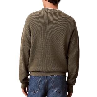 Sweat Vert Homme Calvin Klein Jeans Waffle Badgeses vue 0