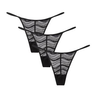 3x String Noir Femme Calvin Klein Jeans Thong pas cher