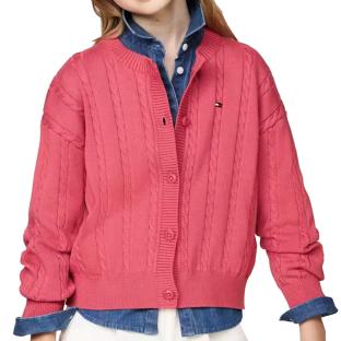 Gilet Rose Fille Tommy Hilfiger Cable pas cher
