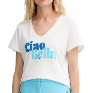 T-shirt Blanc/Bleu Femme Morgan DBELLO pas cher