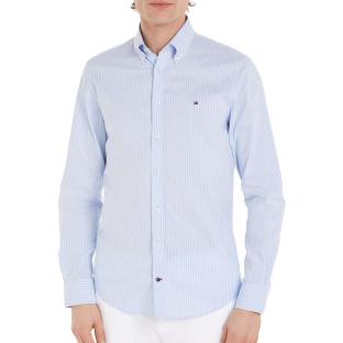 Chemise Bleu Clair/Blanc Homme Tommy Hilfiger Oxford pas cher