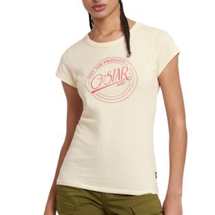 T-shirt Ecru Femme G-Star Raw Large Logo pas cher