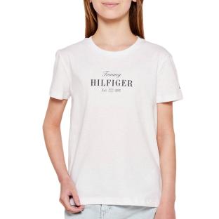 T-Shirt Blanc Fille Tommy Hilfiger Script pas cher