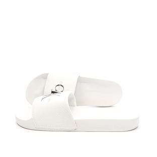 Claquettes Blanc Homme Calvin Klein Jeans Slide Monogram pas cher