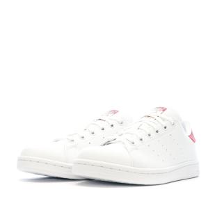 Baskets Blanches/Roses Fille Adidas Stan Smith J vue 6