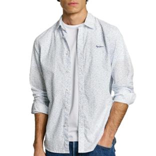 Chemise Blanc/Bleu Homme Pepe jeans Anson pas cher