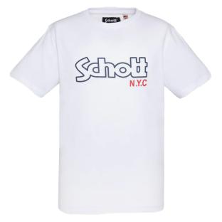 T-Shirt Blanc Garçon Schott VINTAGE pas cher