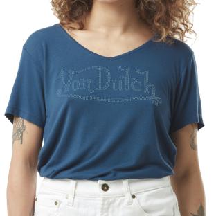 T-shirt Bleu Femme Von Dutch Slub M pas cher