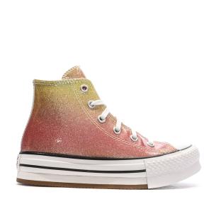 Baskets Rose/Jaune Fille Converse All Star Eva vue 2