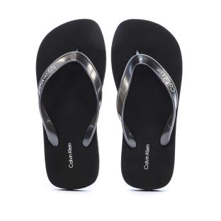 Tongs Noir Femme Calvin Klein Jeans Flip Flop Tpu Metall vue 0