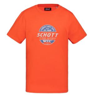 T-shirt Orange Garçon Schott USTOUR vue 0