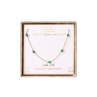 Collier Acier & Pierres Naturelles Stella Green Jade pas cher