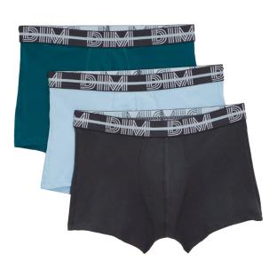 3x Boxers Gris/Bleu/Vert Homme Dim D01QU pas cher