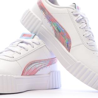 Baskets Blanches/Rose/Bleu Fille Puma Carina 3.0 vue 7