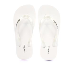 Tongs Blanches Femme Calvin Klein Jeans Flip Flop Tpu Metall vue 0