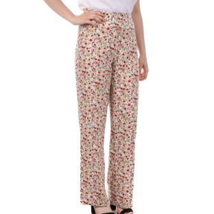 Pantalon Ample Blanc Imprimé Floral Femme Vero Moda Easy pas cher