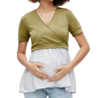 Blouse de grossesse et allaitement Kaki Femme Mamalicious Jennifer vue 0