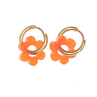 Boucles Oreilles Oranges Femme Clio Blue Fleurs 14mm pas cher