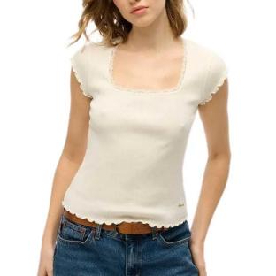 T-Shirt Blanc Femme Superdry Essential Square pas cher