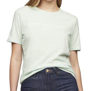 T-shirt Vert Femme Tommy Hilfiger Reg Corp pas cher