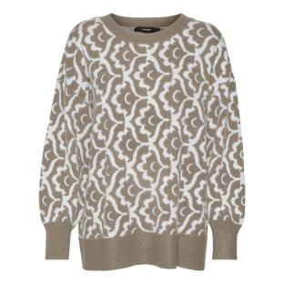 Pull Marron/Blanc Femme Vero Moda Nancy pas cher