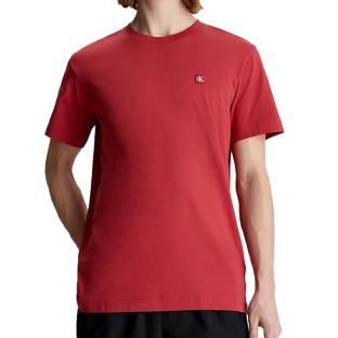 T-shirt Rouge Homme Calvin Klein Jeans Embro Badge pas cher