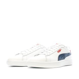 Baskets Blanches/Marine Garçon Puma Smash 3.0 vue 6
