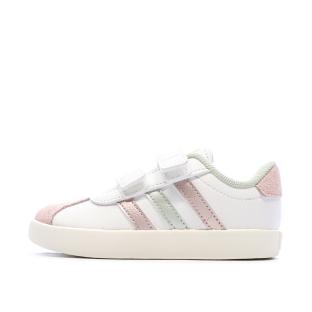Baskets Blanches/Roses/Grises Fille Adidas Court 3.0 pas cher