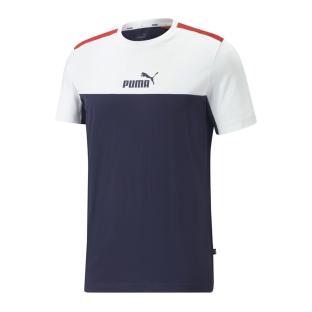 T-shirt Blanc/Marine/Rouge Homme Puma Ess Block pas cher