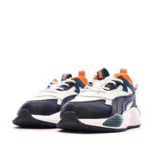Baskets Blanc/Marine/Orange Garçon Puma Rs vue 6