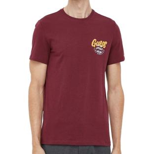 T-shirt Bordeau Homme Guess Italic pas cher