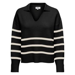 Pull Noir/Ecru Femme Only Monica pas cher