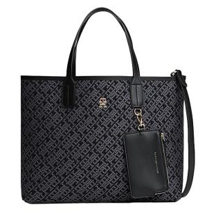 Sac à Main Noir/Gris Femme Tommy Hilfiger Th Icon Satchel Jacq vue 0